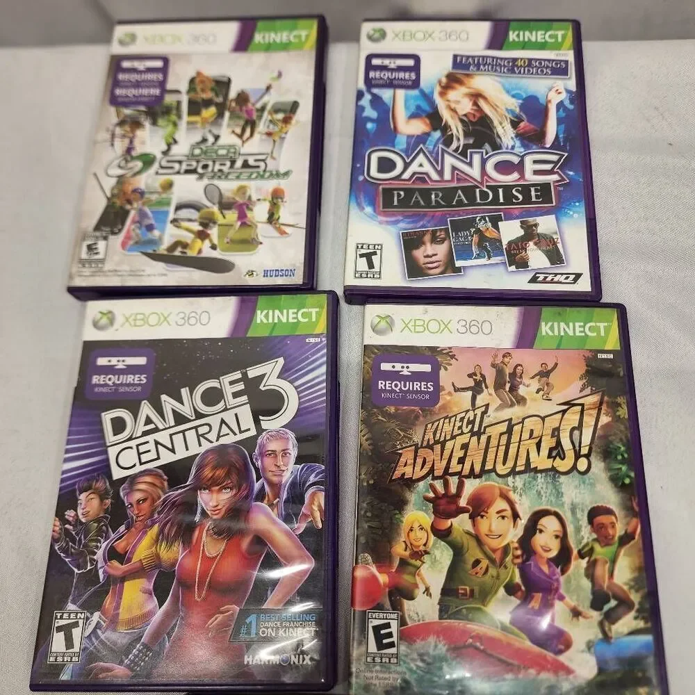 XBOX Kinect Lot of 4 Games Dance Paradise, Kinect Adventures, Dance 3 Untested